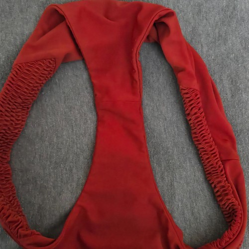 Tori Praver Ruffle Bikini Set Womens XS Burgundy Red Bralette Top Bottom - Picture 10 of 10