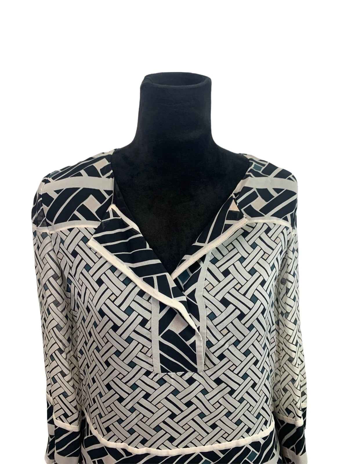 Diane Von Furstenberg 100% Silk Geometric Blouse