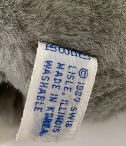 Vtg SWIB Gray Kitty Cat Plush Stuffed Animal Soft Toy Green Eyes Bow 1987 - Picture 3 of 6