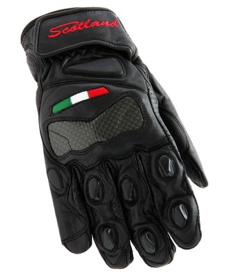GUANTI GLOVE SCOOTER SCOTLAND SENSO IN PELLE NERO MOTO