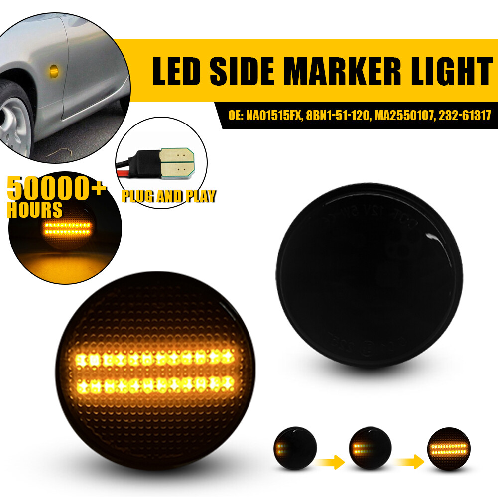 Amber Smoked LED Side Marker Turn Signal Light For Mazda MX-5 NA 1989-1998