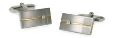 Manschettenkn&ouml;pfe bicolor matt gl&auml;nzend mit hellen Kristallstein + Box MK0306