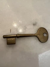 New Old Stock (1) Vintage Aprox. 3 Inches Metal Closed Barrel Key Brass Colored