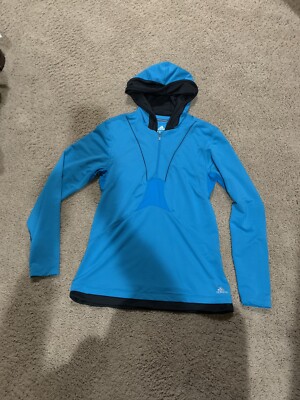 Women's ADIDAS response climacool long sleeve hooded 1/4 zip teal black  shirt M