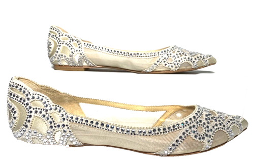 BAGDLEY MISCHKA Women's GIGI Crystal Pointed Toe Sparkly Party Flats US 8 - Picture 7 of 12