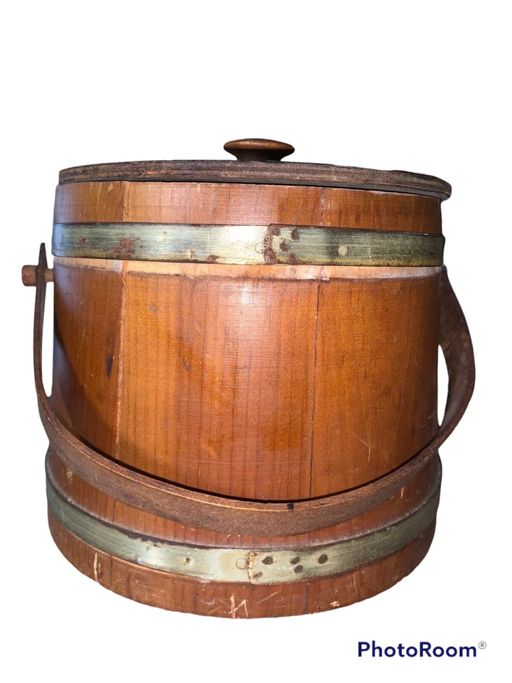 8” Vintage Firkin-Wood Sugar Bucket-Shaker Pantry Box-Cookies-Primitive - Image 3 of 4