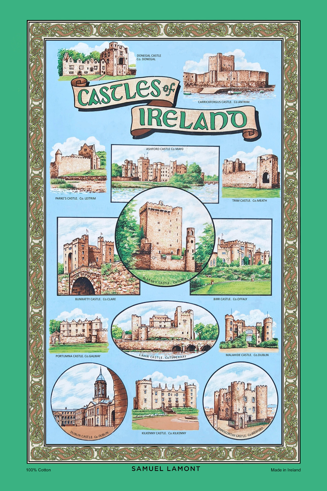 Samuel Lamont Castles of Ireland tea towel History Heritage Travel Castle Irish