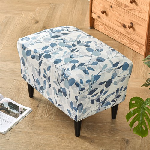 Floral Elastic Rectangle Footstool Cover Stretch Ottoman Storage Stool Slipcover - Picture 27 of 30