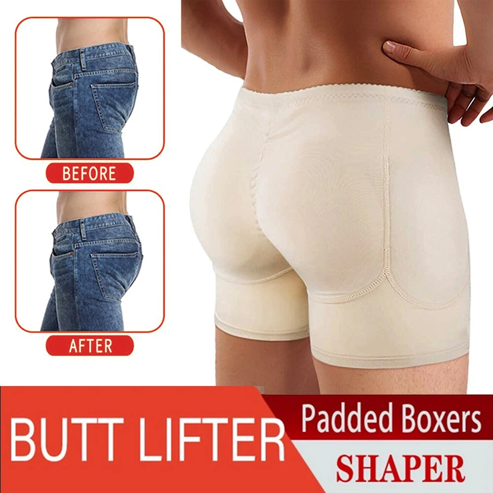 Men Padded Underwear Briefs Boxers Butt Booster Hip Enhancer 4 Detachable  Pads