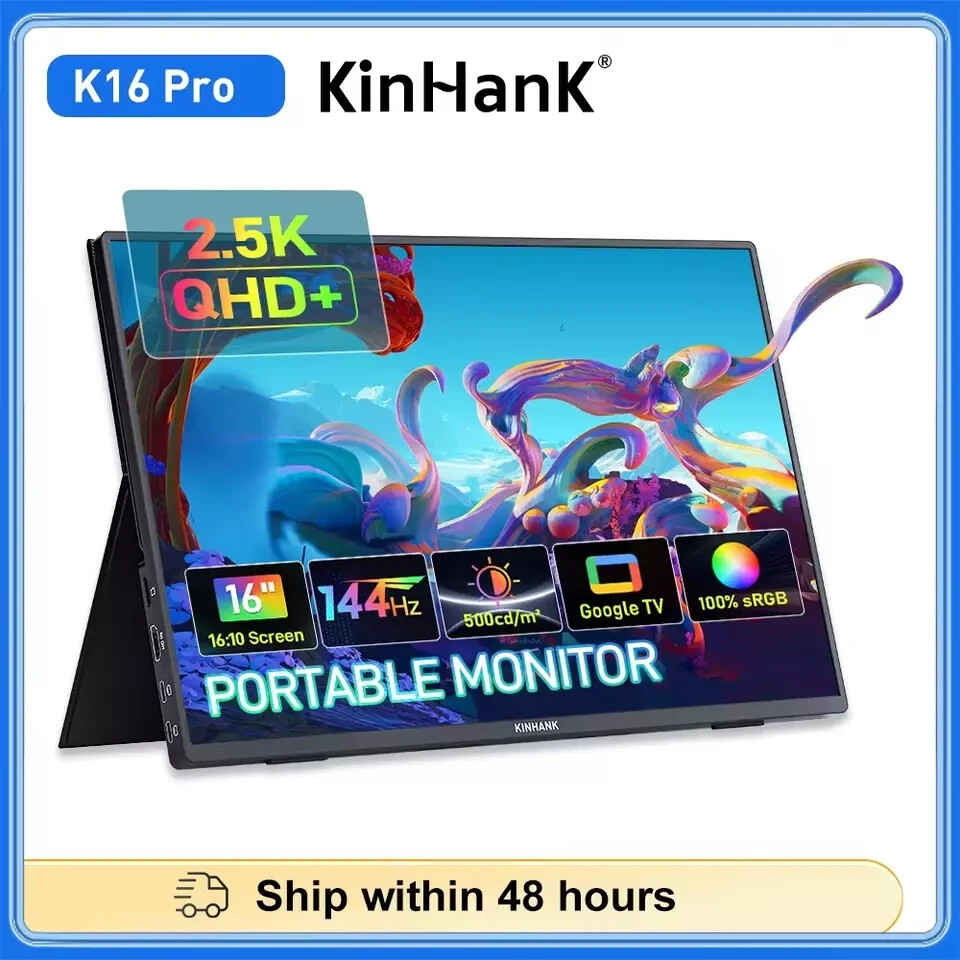 新品 KinHanK K16 Pro 16インチ ポータブルモニター Amazon.com: Kinhank 2.5K 144Hz Portable Monitor 16'', Android TV