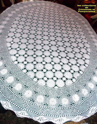 Nappe au crochet - diamètre 180 cm - Coton - 1945-1978