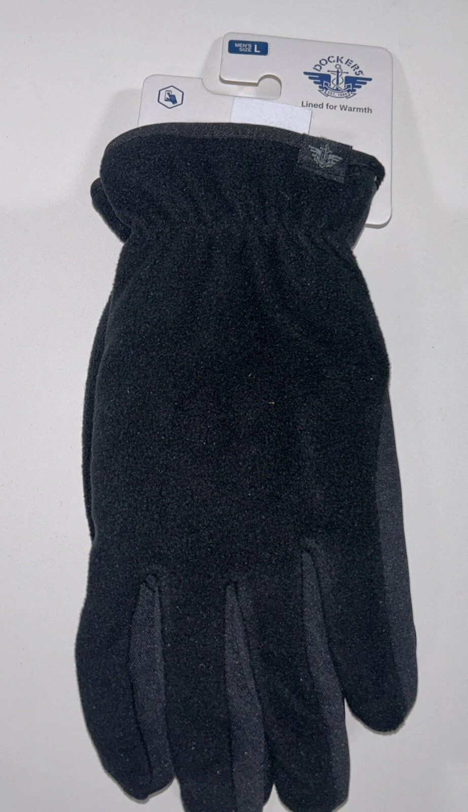 Dockers Mens Black Fleece Gloves With Lining Black Size Large NEW!