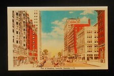 1940s View of Broadway Old Cas Stores Signs Louisville KY Jefferson Co Postcard