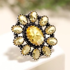 Citrine Gemstone Ring Handmade Jewelry 925 Sterling Silver Gift For Her