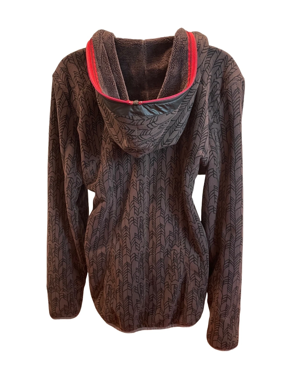 lole fleece patterned full zip hooded jacket