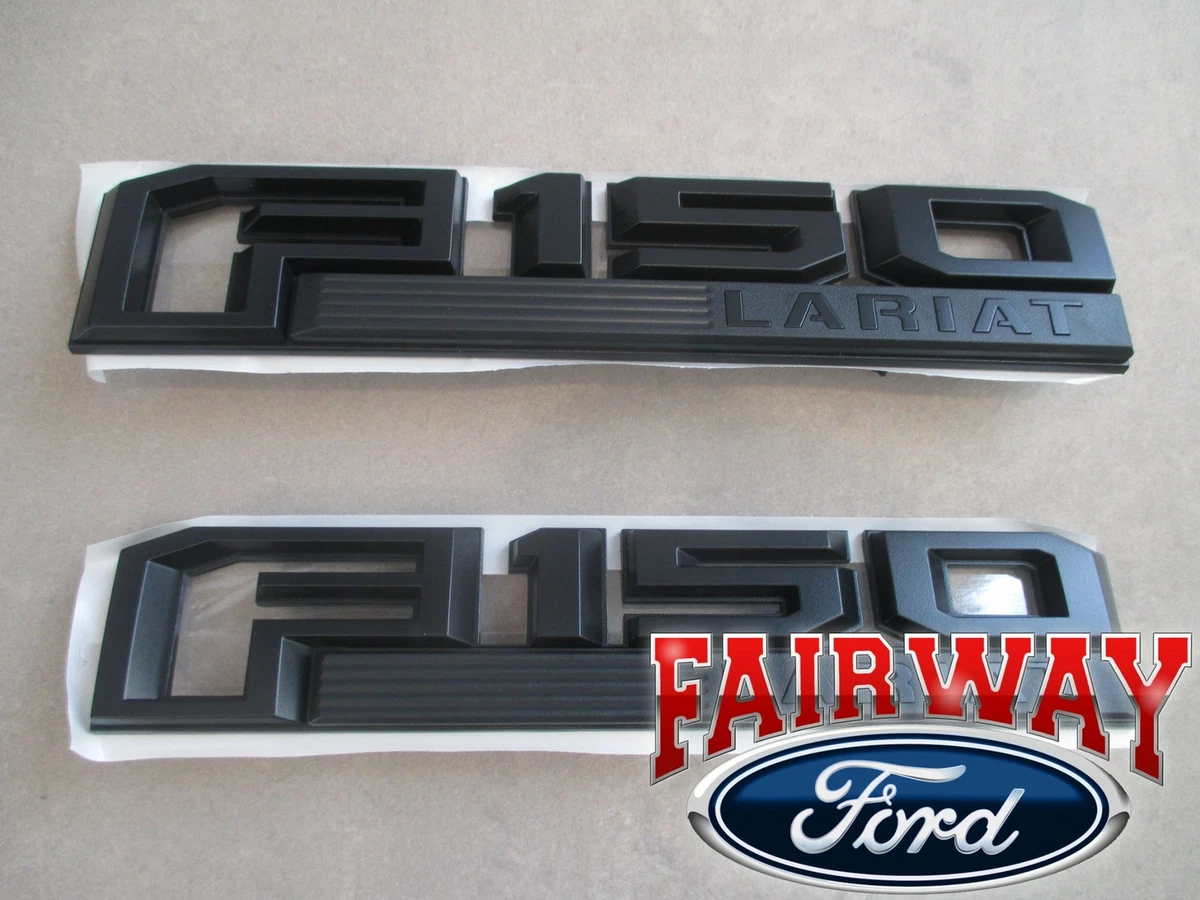 15 thru 20 F 150 OEM Ford Black Appearance Fender Emblem Nameplate Set LARIAT