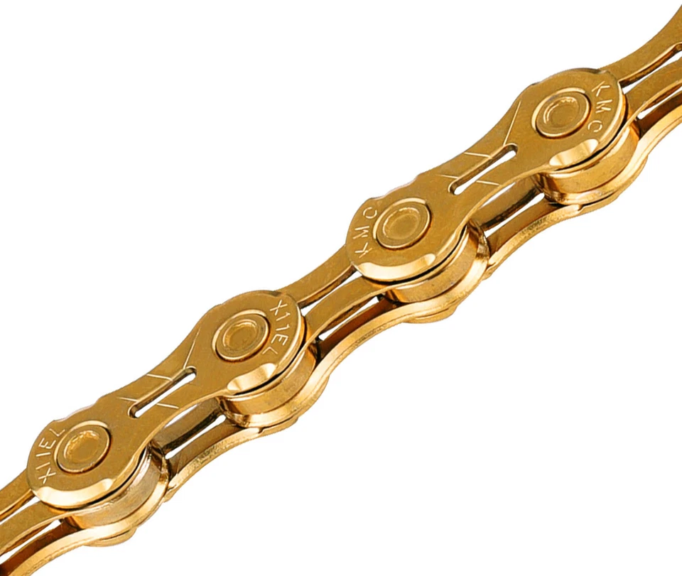 Cadena de bicicleta extra ligera KMC X11EL Ti-N Gold 11 velocidades paquete al por menor de 118 eslabones Foto 2 de 4