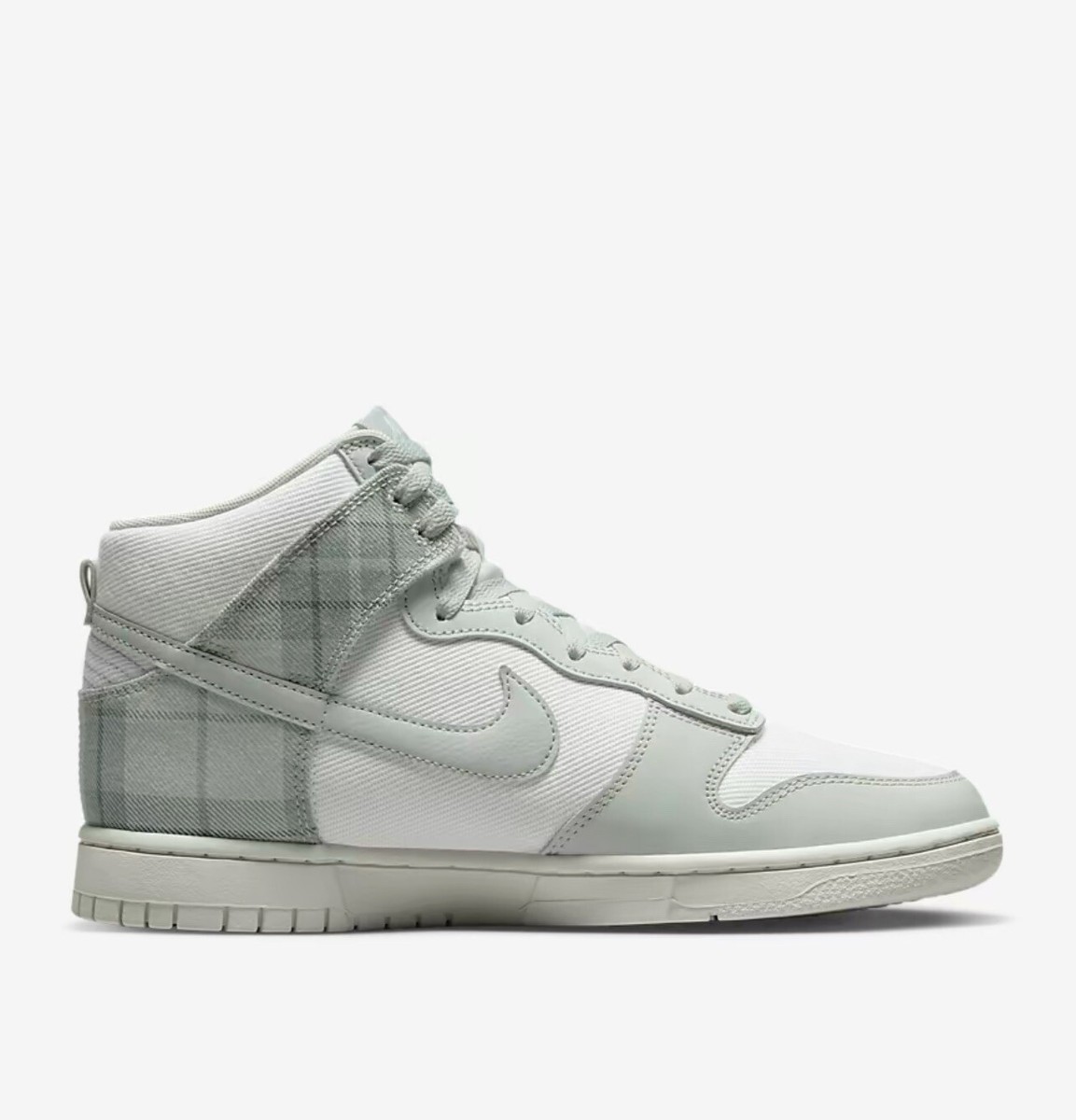 Nike Dunk Hi Retro SE Plaid Summit White/Light Silver DV0826-100 Men's Size  15