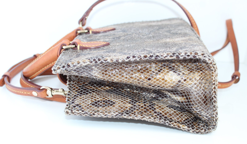 Dooney Bourke Janine Python Snake Print Leather Mini Tote Satchel Crossbody Bag - Picture 4 of 13