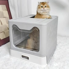 Large Odorless Stainless Steel Cat Toilet Anti-Leakage Cat Litter Box with Scoop