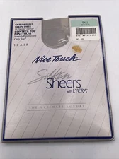 Nice Touch Silken Sheer Pantyhose Plus Size TALL Silver Grey Lycra NEW NOS