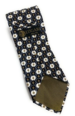 Lugari Mens Necktie 100% Silk Black 57'' L 4'' W