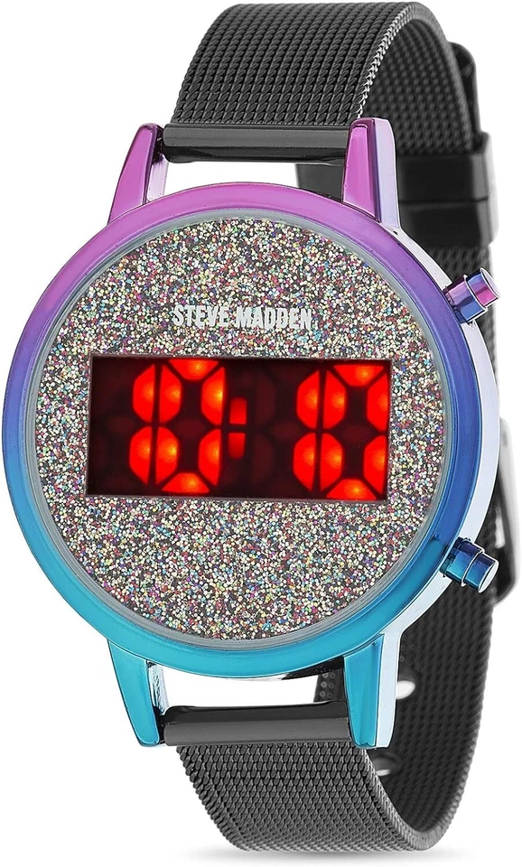 Steve Madden F2135 SMW515 彩虹/金属闪光数字表盘手表 30 毫米 — 第 3/4 张图片