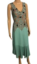 MAEVE by Anthropologie Midi Dress Sz 0 NWOT Fit N Flare Turquoise Paisley