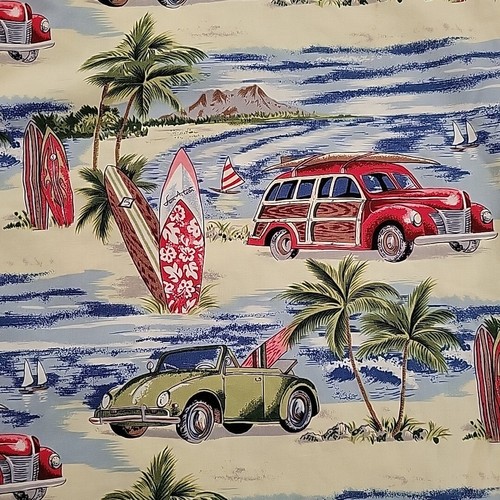 Dean Miller WOODY CAR SURFBOARD VW BUG HAWAIIAN ISLAND Queen Duvet Sham 2PC Set - 第 3/9 張圖片