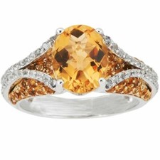 3.50 Ct Citrine  Cut White Topaz Ring In 10K White Gold Plated