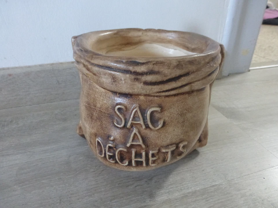 ancienne poubelle de table sac a dechets signé Bucari Grenoble deco vintage - Photo 3/4