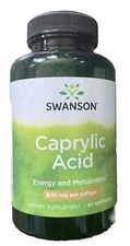 Swanson Caprylic Acid 600 mg 60 Softgels