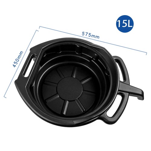 Oil Drain Pan Waste Engine Oil Collector Oil Drip Tray with 3 Handles 15L Black - Picture 3 of 9