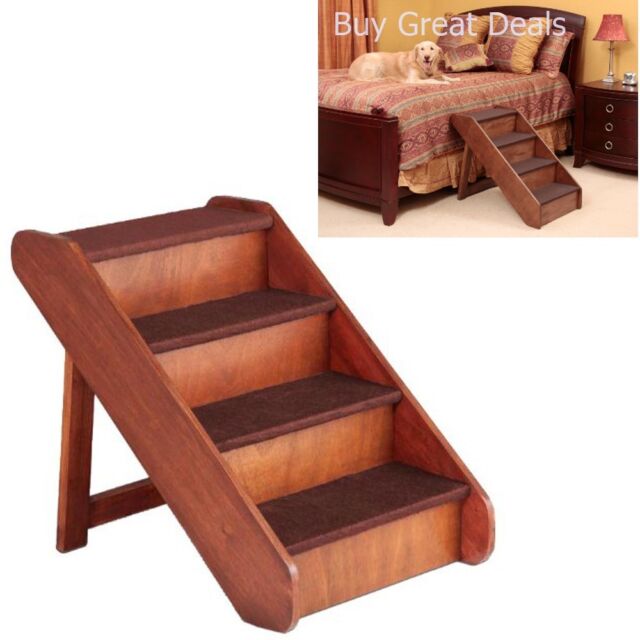 Folding Extra Large Wood Dog Stairs Pet Durable Ladder Ramp Bed Steps 25 Tall For Sale Online