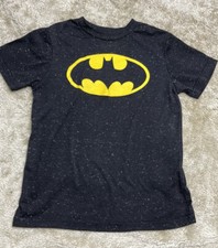 Kids Batman Logo T Shirt Black Speckled Graphic Short Sleeve Top Size S