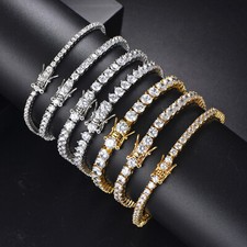 5MM 316L Stainless Steel 5A CZ Tennis Bracelet for Men Women White Gold Plated