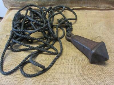 Vintage Cold Water Red Head 11# Cast Iron Boat Anchor & Rope Ship Antique 10122