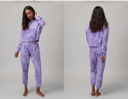 Spiritual Gangster Crystal Tie-Dye Terry Boyfriend Sweatpants, Amethyst, L, NWT - Picture 2 of 4