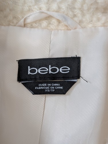 Bebe Jacket Women's Size XS Wool Blend Zipper Cropped Ivory Biker Military - Picture 8 of 10