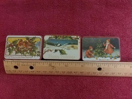 Vintage 80er 3er Set Mini viktorianische Weihnachtsfeiertag Dosen Lillian Vernon 1981 NEU - Bild 9 von 10