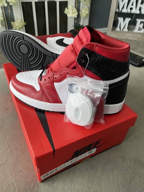 Air Jordan 1 Retro High Satin Red OG Chicago (Snake Skin) Size Woman 7.5 | eBay