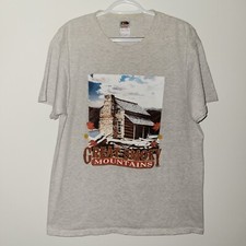 Vintage Great Smoky Mountains Short Sleeve T-Shirt Size Large Gray