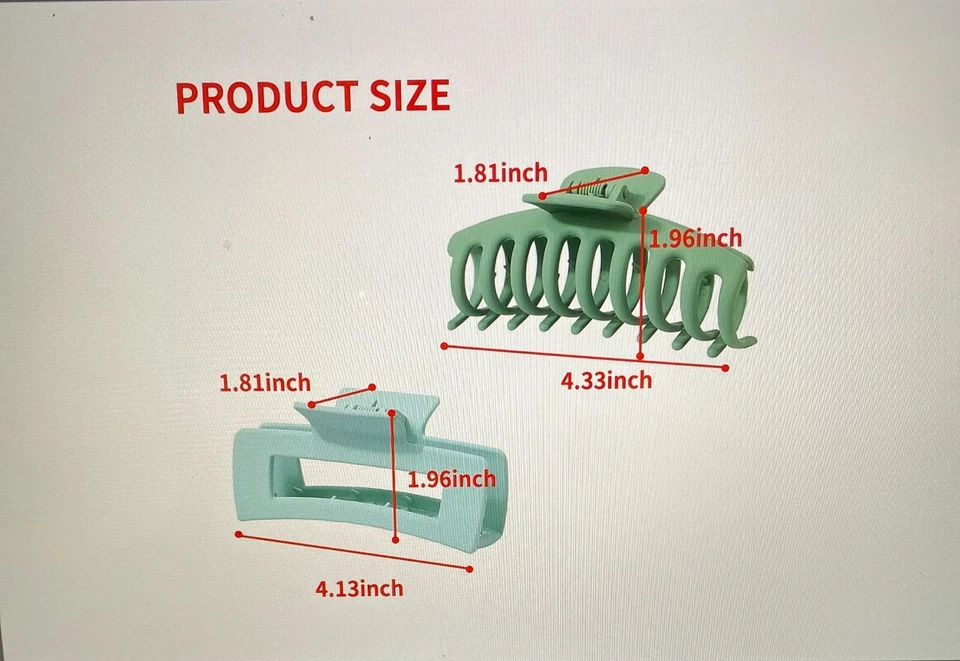 8 Piezas Pinzas de Pelo Grandes para Mujer para Cabello Grueso Fino Rizado, Antideslizantes Mate Cuadrado Foto 3 de 3