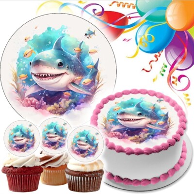 Hai Tortenaufleger Party Deko essbar Geburtstag Geschenk Feier Fisch Kinder