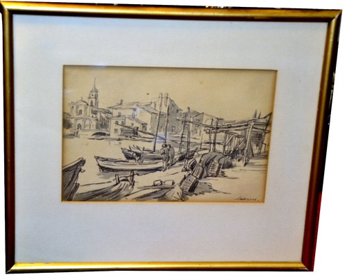Acuarela/tinta, tiza de aceite sign. Theodor Franz. Goedvriend, Passepartout, enmarcado - Imagen 3 de 7
