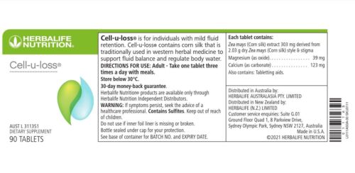 Herbalife Cell U Loss 90 Tablets - Reduce Water Weight - AU Free Express Postage - Picture 2 of 2