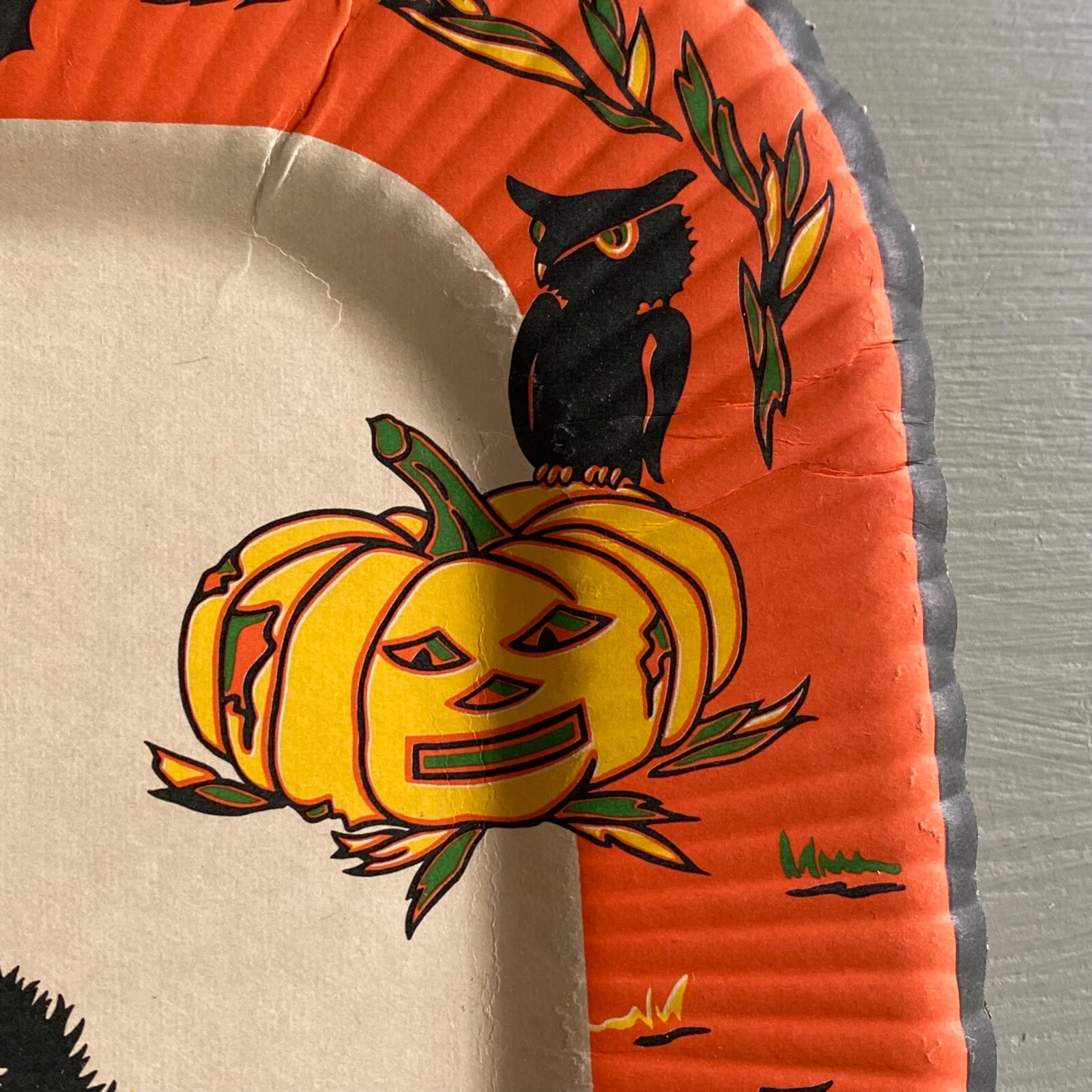 Vintage Halloween Party Paper Plate Black Cats JackOLanterns Owl Pumpkins eBay