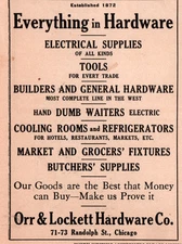 AD LOT OF 3 1909 - 15 ADS ORR LOCKETT HARDWARE  TOOLS HARDWARE CHISEL CHICAGO