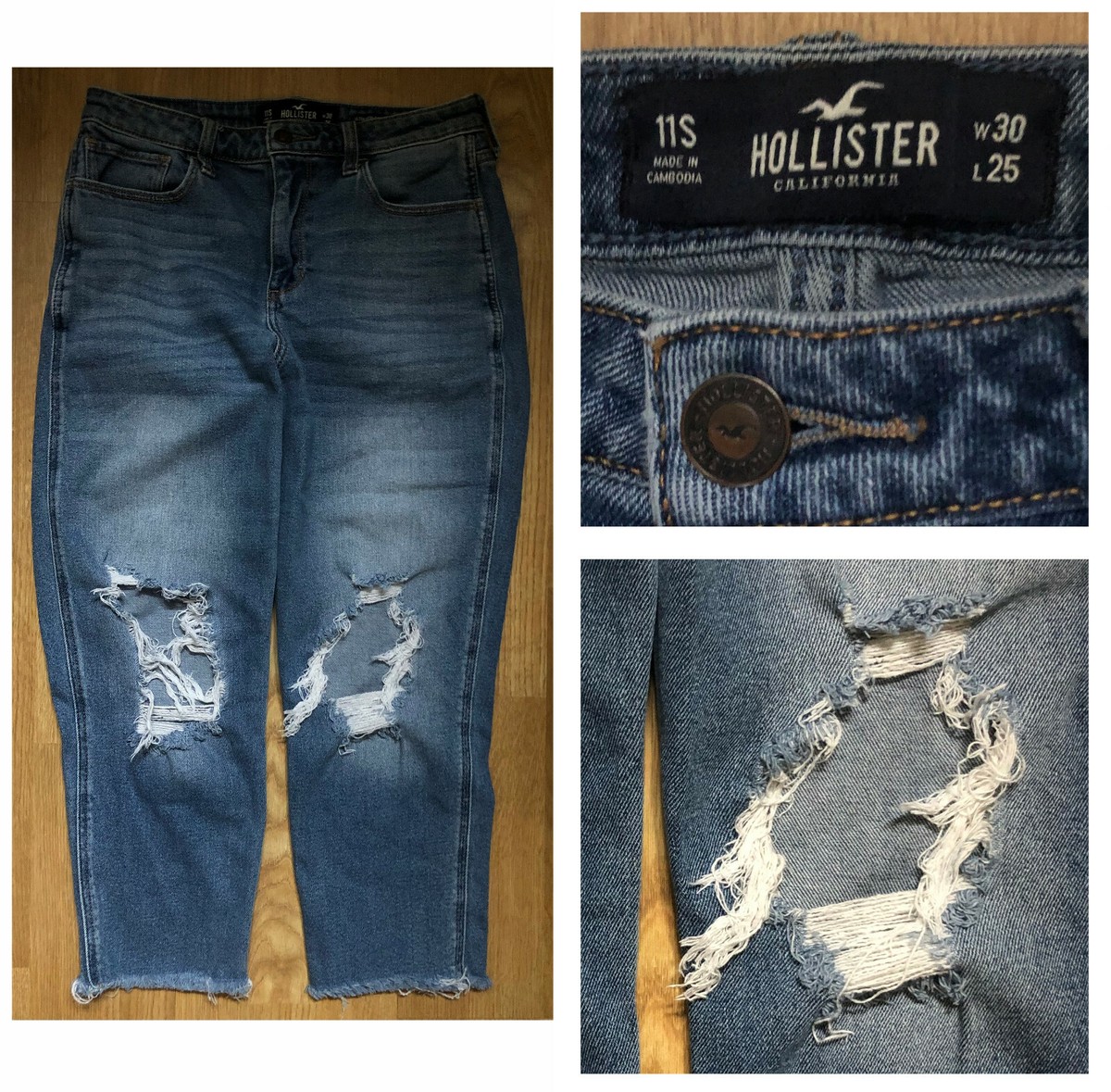 HOLLISTER ULTRA HIGH RISE MOM JEAN CROPPED Women's Jeans sz 11s