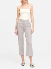 NWT Banana Republic Hi Rise SLIM WIDE-LEG LINEN Blend CROP PANTS Sand Dune 12 R